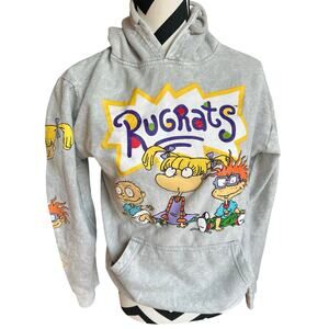 Nickelodeon 1990s Rugrats Hoodie Sweatshirt Cartoon Unisex Small Gray